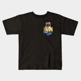 Pug In Pocket LGBT Pride Flag For Dog Lovers Kids T-Shirt